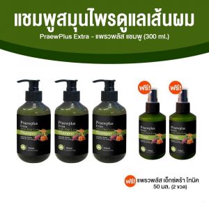 แพรวพลัส เอ็กซ์ตร้า แอนตี้ แฮร์ ลอส แชมพู (PraewPlus Extra Anti Hair Loss Shampoo) ขนาด 300 ml. จำนวน 3 ขวด