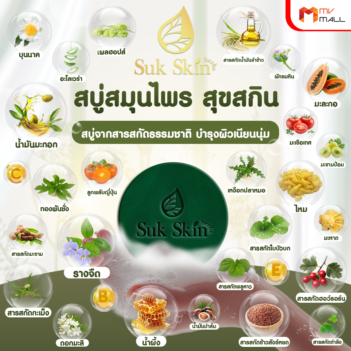 (โปรปังปี 2026) Suk Skin สุขสกิน สบู่สมุนไพร ขนาด 60 กรัม จำนวน 24 ก้อน - Image 4