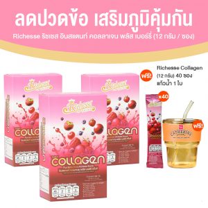 Richesse Collagen ริชเชส คอลลาเจน ช่วยบำรุงผิว กระดูก ข้อ ผม เล็บ ขนาด 120 กรัม จำนวน 3 กล่อง
