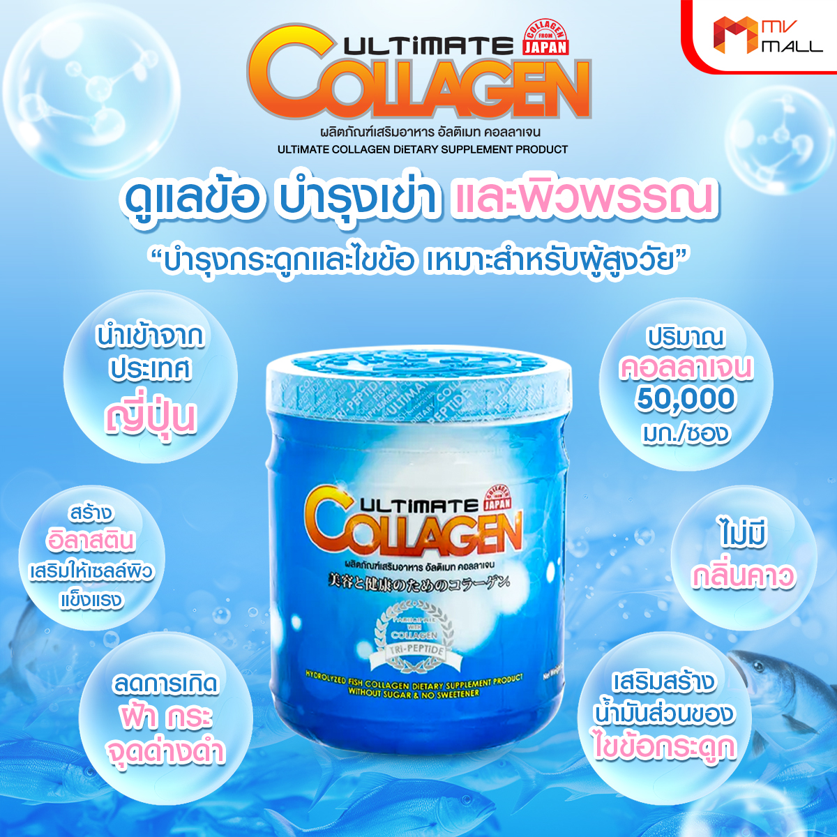 Ultimate Collagen Tri-Peptide คอลลาเจนบำรุงร่างกาย ไข ข้อ ผม และเล็บ ขนาด 250 กรัม จำนวน 1 กระปุก - Image 4