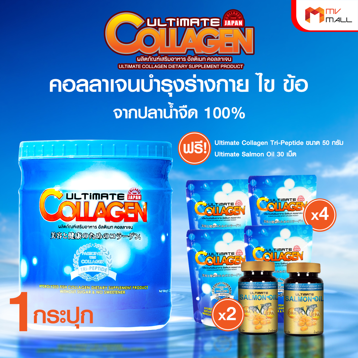 Ultimate Collagen Tri-Peptide คอลลาเจนบำรุงร่างกาย ไข ข้อ ผม และเล็บ ขนาด 250 กรัม จำนวน 1 กระปุก - Image 2