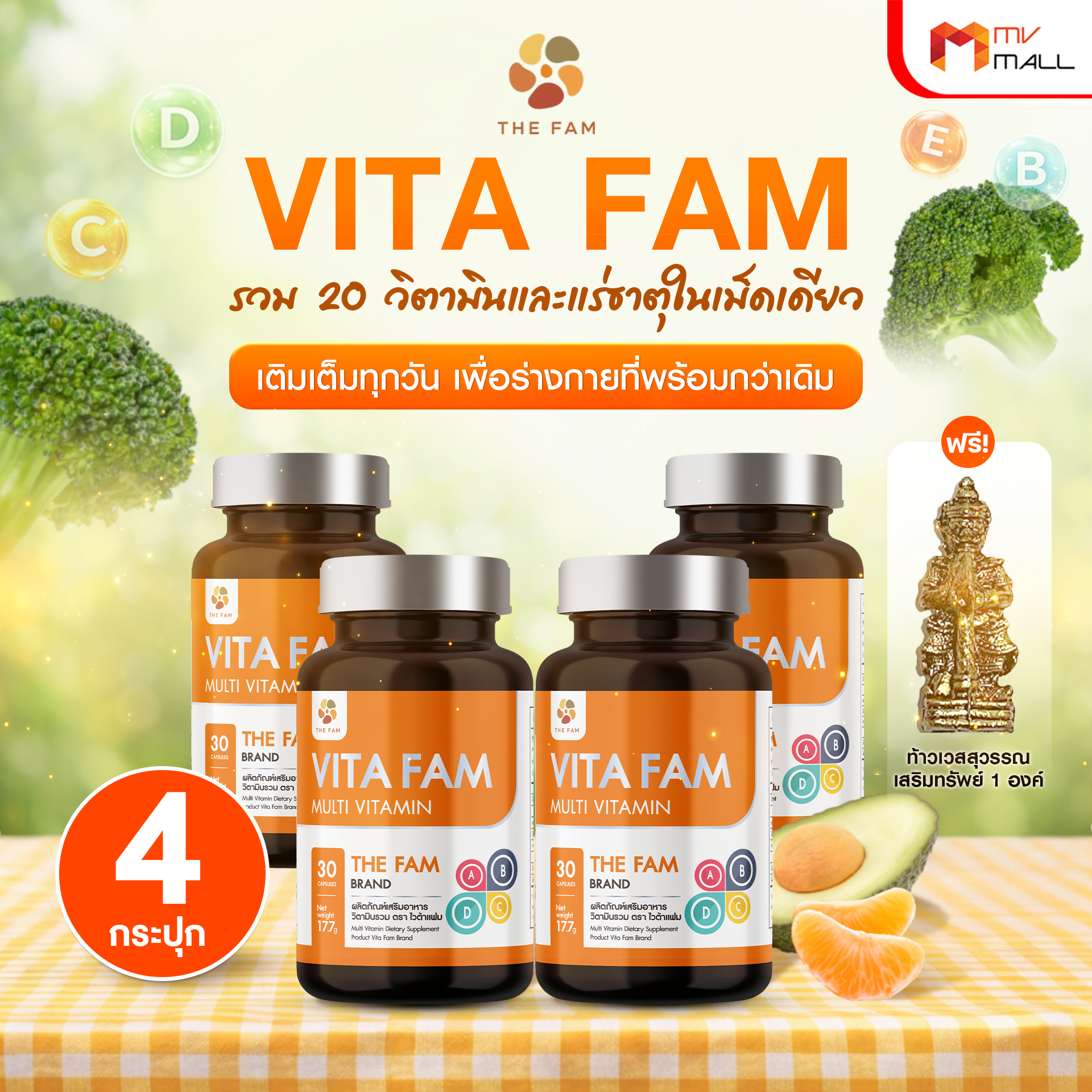 วิตามินรวมผู้สูงอายุ Vita Fam (ไวต้า แฟม) อาหารเสริมบำรุงสุขภาพ รวมวิตามินและแร่ธาตุ 20 ชนิด 4 กระปุก - Image 2