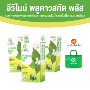 EV9 Plukaow Extract Plus อีวีไนน์ พลูคาวสกัด พลัส ควบคุมระดับน้ำตาลในเลือด ขนาด 30 แคปซูล จำนวน 3 กล่อง
