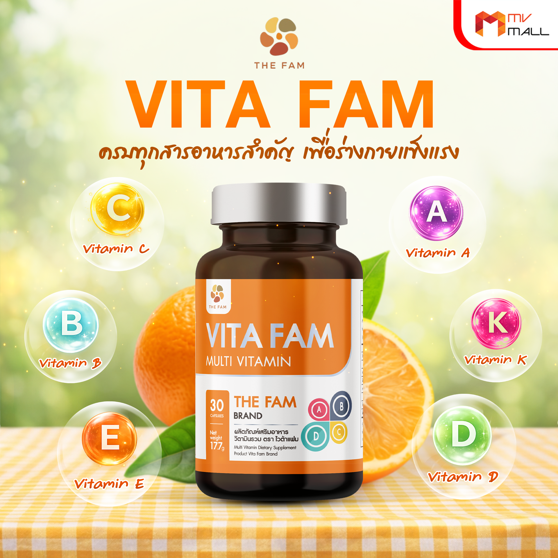วิตามินรวมผู้สูงอายุ Vita Fam (ไวต้า แฟม) อาหารเสริมรวมวิตามินและแร่ธาตุ 20 ชนิด ขนาด 30 แคปซูล จำนวน 4 กระปุก - Image 3